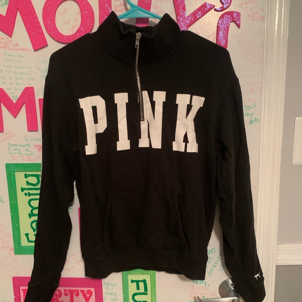 Pink black quarter zip